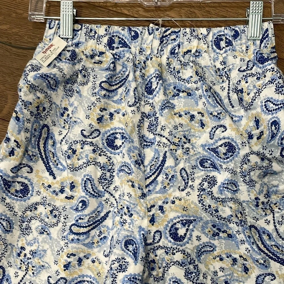 NWT Wide Leg Cotton Blend Lightweight Summer Blue Paisley Beach Pants - Picture 3 of 9